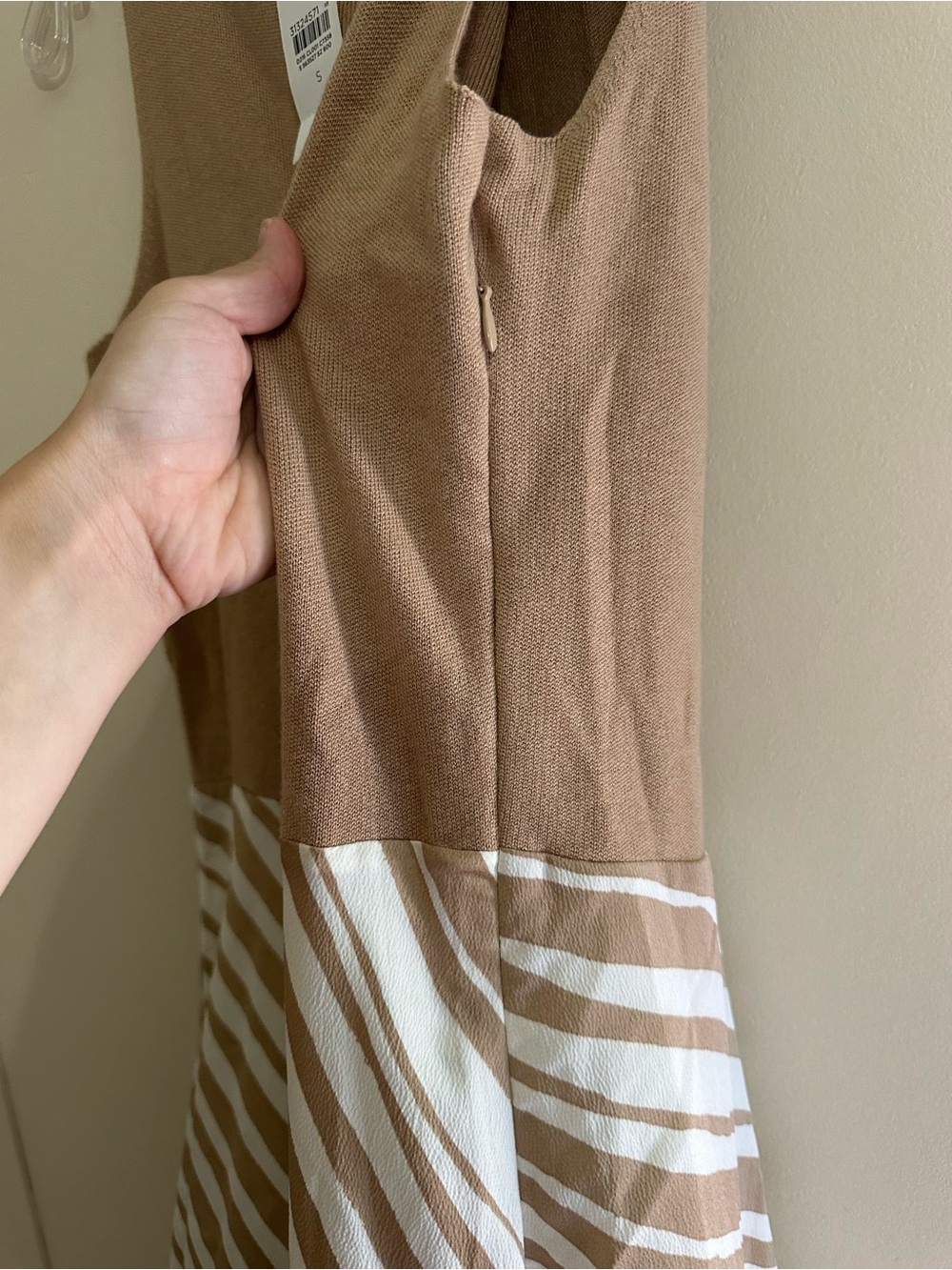 Ann Taylor Sleeveless Midi Dress in Brown and Cream - Picture 4 of 4
